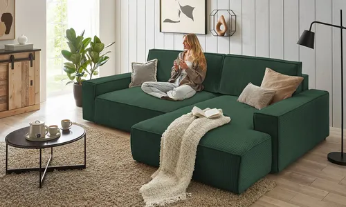 OTTO home Ecksofa NEU: SHERWOOD XXL 284, Big-Sofa L-Form, tiefe Sitzfläche 95 cm, Cord, Recamiere rechts/links, als Schlafsofa stellbar, Cord u. Leinenoptik