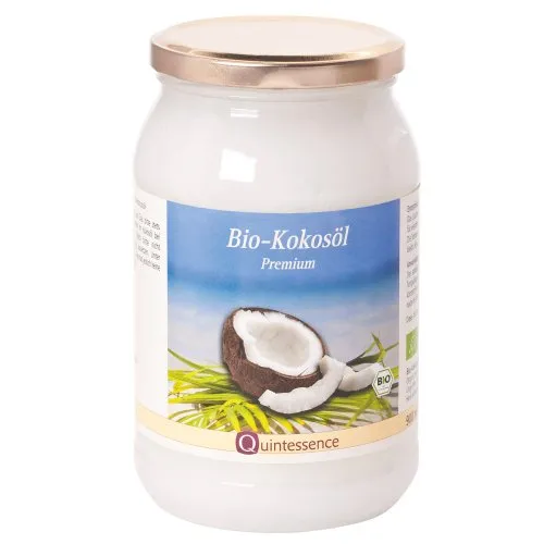 Quintessence Kokosöl Bio 900ml, kaltgepresst - Vegan, naturbelassen & ohne Zusätze, Hergestellt aus sonnengereiften Kokosnüssen, Ideal zum Kochen, Braten, Frittieren oder Backen