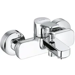Kludi Pure&easy Wannen- und Brausearmatur 376810565 - Armatur mit geschlossenem Hebel und Keramik-Kartusche für sichere Heißwasserbegrenzung, ideal für moderne Badezimmergestaltung.