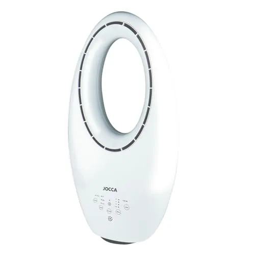 Luftreiniger ohne Flügel mit Fernbedienung | 3 Geschwindigkeiten | Automatische Oszillation | LED-Beleuchtung mit 4 Wechsellichtern | Timer bis zu 7,5h | Leiser Betrieb | Modernes und Sicheres Design