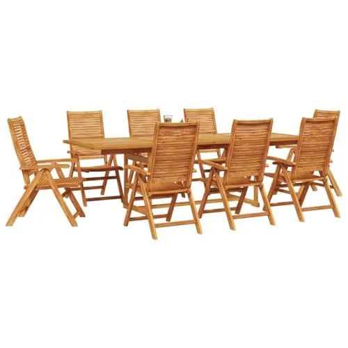 vidaXL Garten Essgruppe 9-teilig aus Akazienholz - Braun - Rustikales 9-teiliges Garten-Esstischset aus massivem Akazienholz. Stabil und wetterfest, ideal für gesellige Abende im Freien. Klappbare Stühle bieten Flexibilität und einfachen Transport.