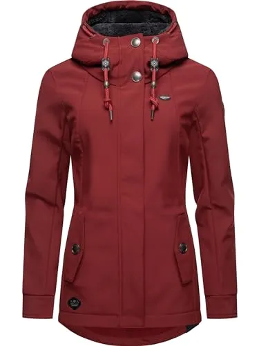 Ragwear Damen Übergangsjacke Monadde Softshell Red Gr. L - Funktionsjacke für Damen, wasserabweisend und mit kuscheligem Fleece gefüttert – ideal für die Übergangszeit und vielseitig einsetzbar bei wechselhaftem Wetter.