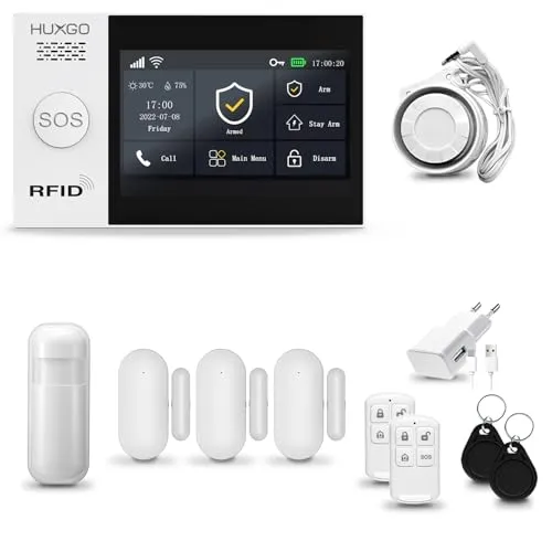 HUXGO® HXA007 Funk Alarmanlage Set WiFi + GSM 4G