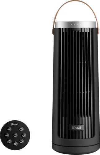 Levoit LTF-F132-BEUR Tischventilator, Schwarz, kompakt und leise - Der Levoit LTF-F132-BEUR bietet flexible Kühlung für Schreibtisch und kleine Räume. Mit nur 20 dB und 4 Geschwindigkeitsstufen ist er ideal für ungestörtes Arbeiten oder Schlafen. Praktisch mit Timer und Fernbedienung.