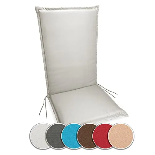 sunnypillow Hochlehner Auflage 100% Wasserdicht 120 x 50 - Polster für Stühle & Sessel, extra dicke 9cm für höchsten Komfort und ideal für Innen- und Außenbereich, wasserabweisend und mit stabiler Befestigung für perfekten Halt.