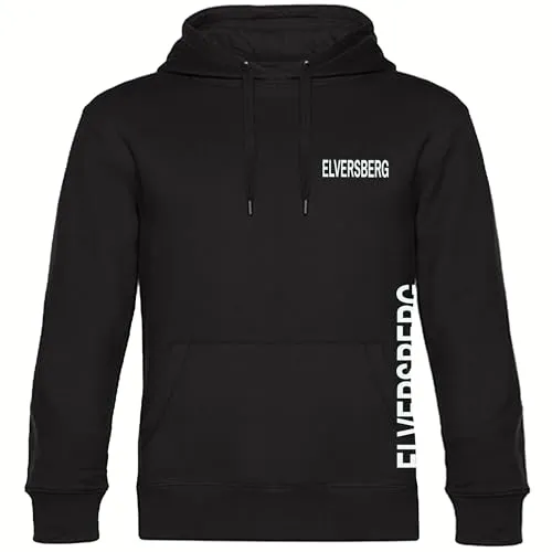multifanshop Kapuzensweatshirt Elversberg - Hoodie schwarz S - Herren-Sweatshirt mit sportlichem Design, aus 80% Baumwolle und 20% Polyester, ideal für Freizeit und Sport, mit praktischer Kapuze und stylischem Print.