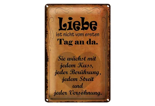 Roomando Metallschild Spruch 12x18cm Liebe ist nicht vom ersten Tag