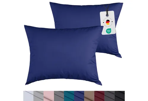 Carpe Sonno Kissenbezug 40x40 40x80 80x80 80x40 2er Set Kissenhülle Mikrofaser Kissenbezug, (2 Stück), Kopfkissenbezug 40 x 40 cm, Uni Blau einfarbig
