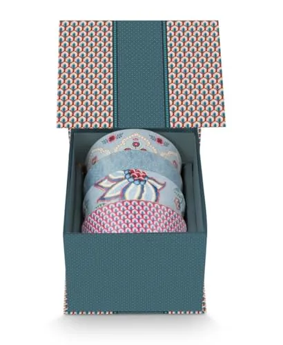 PIP STUDIO Flower Festival Geschenkset Schalen blau 12cm in blau von Pip Studio