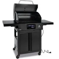 E-Grillwagen Black - Schwarz 27970 - Elektrogrill für schnelles Grillen mit 2 Heizelementen, Touchdisplay und bis zu 300 °C. Ideal für bis zu 6 Personen mit klappbaren Seitentischen und integrierten Fleischthermometern.