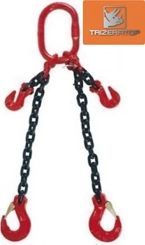 TRIZERATOP Kettengehänge 2 Strang 8mm mit Gabelkopfhaken - Hochwertiges Kettengehänge mit 2800 kg Tragkraft und 2,0 m Länge. Ideal für vielseitige Anwendungen dank verkürzbarem Design und robuster Verarbeitung nach EN818-4.