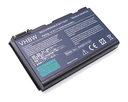 vhbw Akku kompatibel mit Acer Extensa 5220, 5230E, 5230, 5420G, 5420, 5430, 5210, 5000, 5120, 5610 Notebook (4400 mAh, 14,8 V, Li-Ion)
