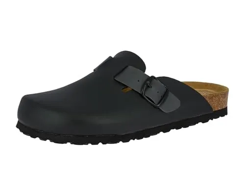 LICO Clog Bioline Clog Soft, Gr. 43 - Bequeme Hausschuhe in Schwarz - Hausschuhe mit verstellbarem Schnallenverschluss und Leder-Innensohle für höchsten Komfort – ideal für entspannte Stunden zu Hause.