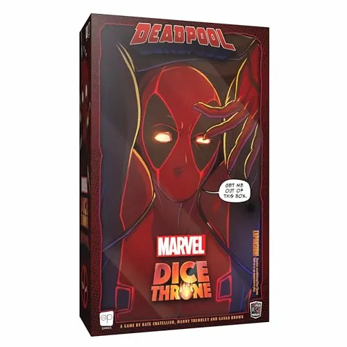USAopoly Marvel Dice Throne – Deadpool Deluxe, Würfel- und Kartenspiel, ab 14 Jahren, 2–6 Spieler, 30 Minuten Spieldauer