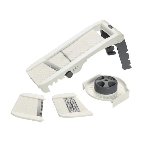 LURCH Variohobel steingrau/weiß - vielseitiger Hobel für kreative Küchengerichte - Küchenutensilien, ideal zum Schneiden von Scheiben, Wellen und Julienne für eine abwechslungsreiche und ansprechende Präsentation.