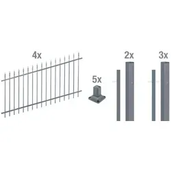 Alberts Metallzaun Chaussee verstellbar, 100 cm Höhe - Zaunelemente mit klassischer Optik, aus leichtem und stabilem Aluminium, korrosionsbeständig und langlebig – ideal für Vorgärten.