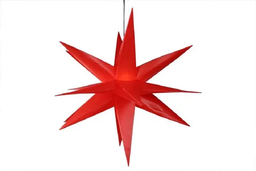 Faltstern Ø 100 cm rot mit LED-Birne - Weihnachtsstern für festliche Stimmung - Nussknacker: Wetterfester Faltstern aus Kunststoff-Folie mit warmweißer LED-Beleuchtung und Timer für automatisches Ein- und Ausschalten, perfekt zum Dekorieren von Innen- und Außenbereichen.