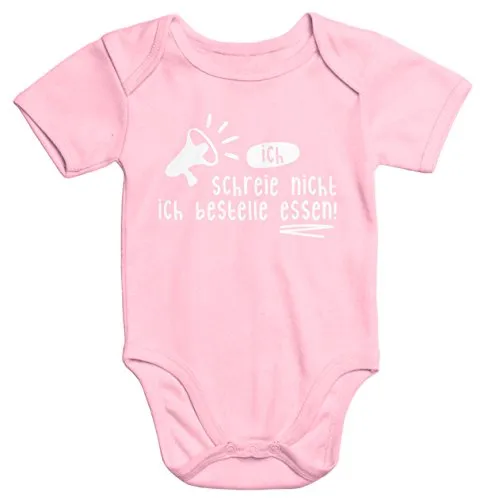 MoonWorks lustiger Baby-Body ich schreie nicht ich bestelle essen Bio-Baumwolle kurzarm rosa 0-3 Monate