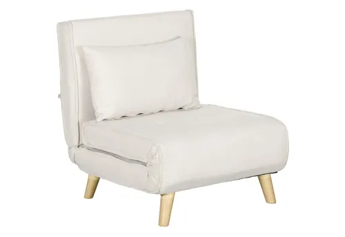 HOMCOM Schlafsofa Klappsessel mit Bettfunktion, Cremeweiß - Vielfältiges Schlafsofa für Wohnzimmer, kombiniert als Relaxsessel und Gästebett. Mit 6-stufig verstellbarer Rückenlehne für optimalen Komfort und einem stilvollen Design.