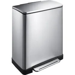 Treteimer EKO - 50 L rechteckiger Edelstahl Tritt-Mülleimer, dämpfender Deckel und stay-open Funktion für geruchsfreie Entsorgung