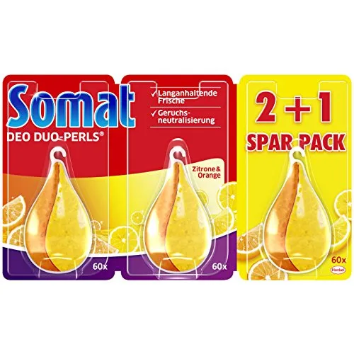 CleanRight SOMAT Duo-Perls Geschirrspülerfrischer Zitrone/Orange 3er Set (ca. 180 Waschgänge) Made in Germany