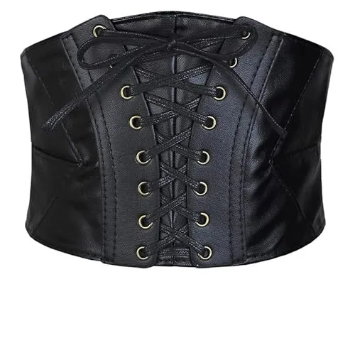 Spydge Breit Korsett Schwarz Korsett Gürtel Elastischer Gebunden Korsett Einstellbar Taillengürtel mit Metalldruckknopf für Frauen Kostüme und Andere Events Bestens Geeignet