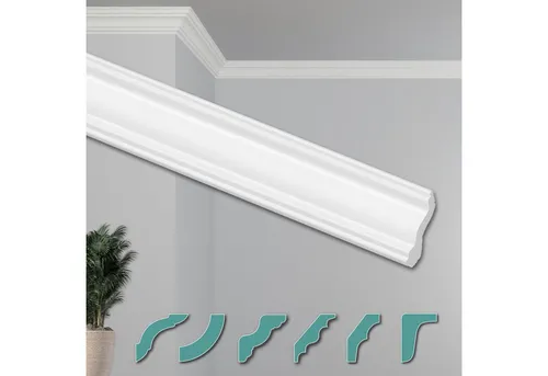 Hexim Deckenleiste ZG14, 30 Meter - Moderne XPS Styroporleisten - Deckenleisten für elegante Raumgestaltung, aus leichtem und feuchtigkeitsresistentem XPS, ideal zur Kaschierung von Mängeln und einfacher Montage.