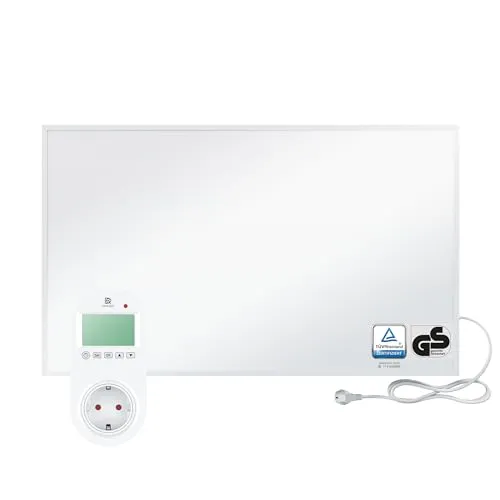 BR Bringer Infrarotheizung 800 Watt mit Steck-Thermostat - Elektroheizkörper, energiesparend und ideal für Allergiker durch staubfreie Wärmeverteilung. 5 Jahre Garantie und TÜV GS zertifiziert für höchste Qualität.