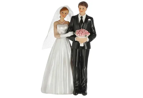 CEPEWA Dekofigur Hochzeitspaar Tortenaufsatz 8x13cm weiß schwarz Polyresin Tortenfigur