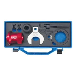 BGS 9859 | Differentialflansch- & Einlegemutter-Werkzeug-Satz für BMW - Abzieherset für einfache Demontage und Montage der Kardanwellenmutter, ideal für BMW-Fahrzeuge mit Heck- und Allradantrieb, inklusive vielseitiger Werkzeuge für professionelle Anwendungen.