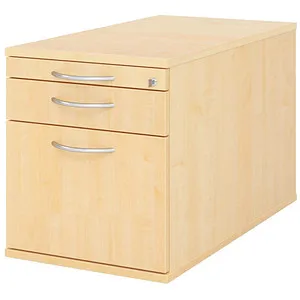 Hammerbacher Rollcontainer 80cm mit 1 Schub - Büroschränke: Robuster Rollcontainer aus Ahorn mit Zentralverriegelung, ideal für Ordnung im Büro, belastbare ORGA-Schublade und praktischer Hängekorb.