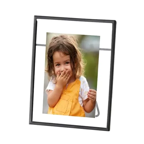 LS-LebenStil Design Glas Bilderrahmen Oslo 10x15cm Schwarz Klar Glasrahmen für gepresste Blumen Bilder Foto´s Hochkant Hochformat Verlobung Hochzeit Muttertag Geschenk Taufe Geburtstag Durchsichtig