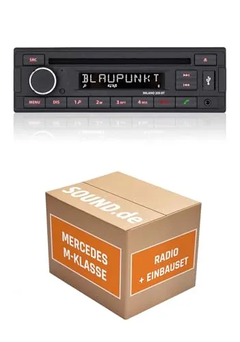 Autoradio Einbaupaket für Blaupunkt Milano 200 BT kompatibel mit Mercedes M-Klasse W163 | Bluetooth USB