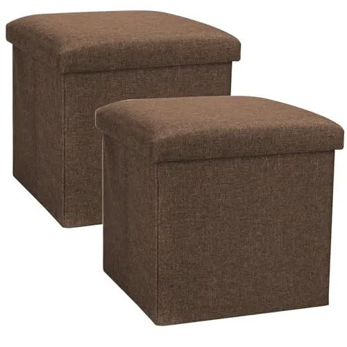com-four® 2X Faltbarer Hocker - Sitzhocker mit Stauraum - Aufbewahrungsbox zum Sitzen - 40 L
