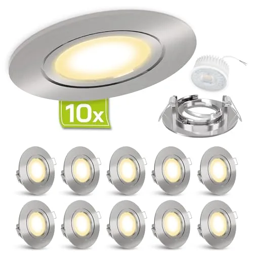 Extra-Flache LED Einbaustrahler 4W warmweiß - Edelstahl Optik - Einbauleuchte in edler Edelstahl Optik, 4W LED für hohe Energieeffizienz und sofortige Lichtleistung. Ideal für moderne Innenräume.