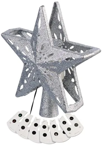 infactory Christbaumspitze: LED-Weihnachtsstern-Baumspitze mit Projektor, Silber (LED-Weihnachtsbaumspitze, Weihnachtsbaumdekos, Weihnachten)