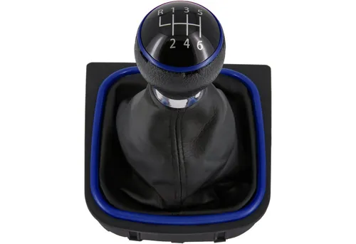 RECAMBO Schalthebel Schaltknauf, Schaltsack, Wahlhebel, Kappe für VW Golf 5 + 6, 2003-2016, Plug & Play, Auto Schalthebel Schaltmanschette, schwarz - blau