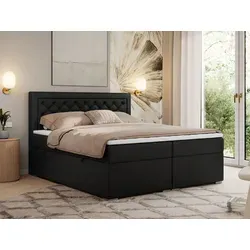 MKS MEBLE Boxspringbett 200x200 mit Bettkasten - Stylisches Polsterbett mit zwei Bettkästen für optimalen Stauraum und individuellen Schlafkomfort dank 7-Zonen-Taschenfederkernmatratzen H3 oder H4. Modernes Design mit gesteppter Kopfteil und T25-Topper für besten Schlaf.