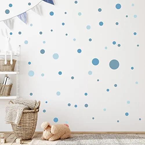 WANDKIND Kreise Set 120 Stück Wandtattoo für Babyzimmer V283 Aufkleber Sticker Kreis Wandaufkleber Kinderzimmer Punkte Dots Klebepunkte in verschiedenen Farben (Blau-Mild)
