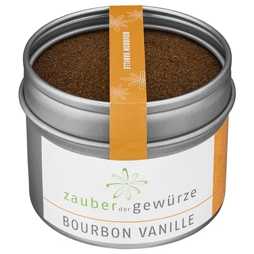 Zauber der Gewürze Bourbon Vanille, gemahlen, aromatisches Bourbon Vanillepulver aus Madagaskar, ohne Zusätze, Premium-Qualität in wiederverschließbarer Aroma-Dose, 50 g