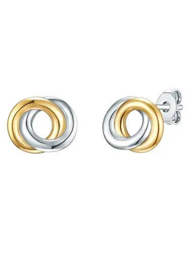 Rafaela Donata Damen Ohrstecker aus 925/-Sterling Silber - Elegante Ohrringe in Bicolor-Optik aus gelbvergoldetem 925er Sterling Silber, ideal für jedes Outfit und perfekt als Geschenk.