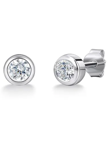 Trilani Damen Ohrstecker aus 925/- Sterling Silber mit Zirkonia im Brilliantschliff - Elegante Ohrringe für Damen, gefertigt aus hochwertigem rhodiniertem Sterlingsilber mit funkelndem Zirkonia – der perfekte Brautschmuck für unvergessliche Anlässe!