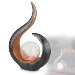 Bunte Solarleuchte Garten Flamme mit Glaskugel - Außenleuchte mit 10 cm großer crackle Glaskugel, spendet abwechselnd buntes Licht. Ideal für Terrasse oder Balkon, spritzwassergeschützt (IP44) und inklusive Pflegetuch.