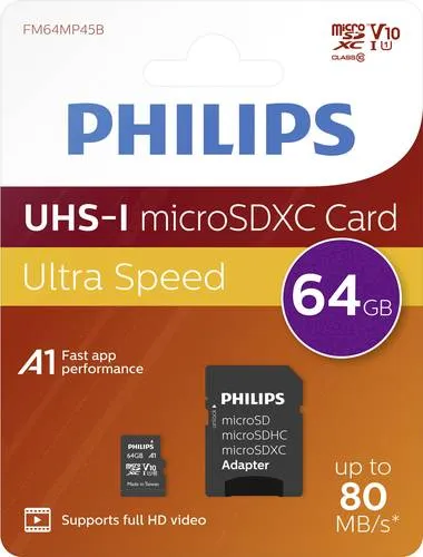 Philips microSDXC-Karte 64GB Class 10