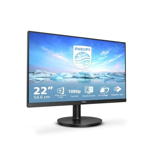 Philips Monitors Monitor 221V8/00 22 Zoll FHD 1920x1080, 75Hz, VA, 4ms, MegaInfinity DCR, AdaptiveSync, Flickerfree, Lowblue, VESA, HDMI), Schwarz