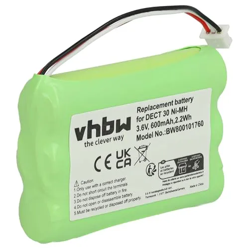 vhbw 1x Akku kompatibel mit TipTel DECT 500 schnurlos Festnetz Telefon (600 mAh, 3,6 V, NiMH)