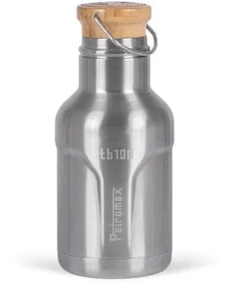 Isolierflasche 1 Liter aus Edelstahl mit Bambus-Deckel - Thermobehälter mit Vakuumisolierung und Doppelwand, hält Getränke lange warm oder kalt und ist umweltfreundlich.