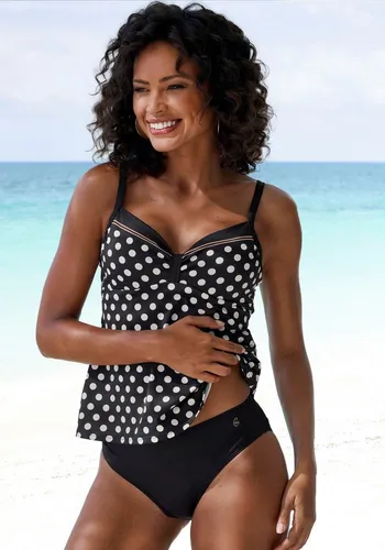 Bügel-Tankini LASCANA für Damen, Gr. 48, Cup E, schwarz-creme - Modischer Bügel-Tankini aus Recycling-Polyamid mit süßen Punkten. Verstellbare Träger und stützender Shaping-Einsatz bieten perfekten Halt und Tragekomfort.