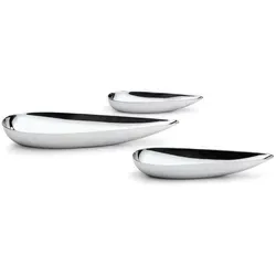 PHILIPPI BLOB Schalen-Set 3-tlg. aus Edelstahl - Snackschalen & Dipschalen, tropfenförmige Form in hochglanzpoliertem Edelstahl für stilvolle Präsentation von Snacks.