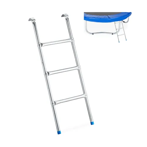relaxdays Trampolinleiter - Leiter für Trampolin in Blau/Silber, stabiler Stahl, 97 cm hoch und ideal für sicheren Zugang